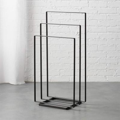 China Hotel Stainless Steel Metal Floor Stand High Quality Black Towel Rack for sale