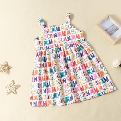 China Girls Casual Clothes Children's Alphabet Design Dresses Soft Material Kid Summer Dresses for sale