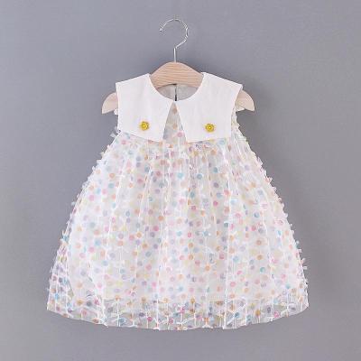 China New Fashion Girls Summer Sweet Dresses Anti-static Sleeveless Dot Chiffon Princess Dress Kids for sale