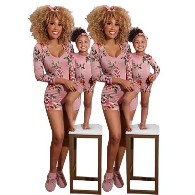 China 2021 Amazon Anti Shrink Tops Selling Mommy And Me Matching Mother Daughter Family Swimwear Overalls Designer Outfits for sale