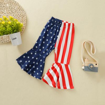 China Color Fade Proof Baby Fashion Toddler Girls Independence Day Rocket Pants Children Full Bell Bottom for sale