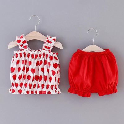 China 2021 Summer Casual High Quality Sleeveless Girls 2 Piece Clothing Sets Breathable Kids Clothing Sets Girl for sale