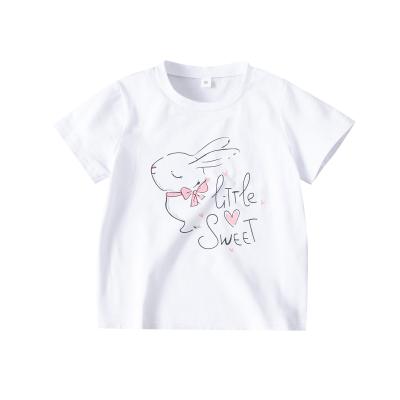 China Spring Summer Baby Boutique Girls Short Sleeve T-shirt Rabbit Printing Short Sleeve T-shirt for sale