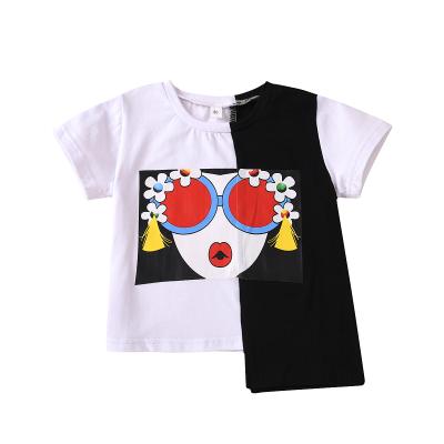 China New Style Kids Clothing Korean Girls Summer QUICK DRY Fashion Printed Patchwork T-shirt for sale