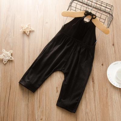 China Soft cotton/spandex girl's summer jumpsuit halter girls fashion Sun suits child pants bare back new summer style kids suspender for sale