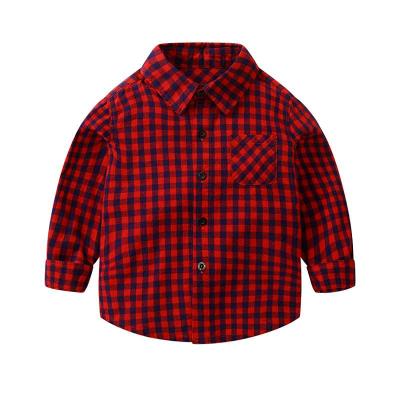 China New Fashion Breathable Style Boys Long Sleeve Shirts Cotton Plaid Kids Shirt for sale