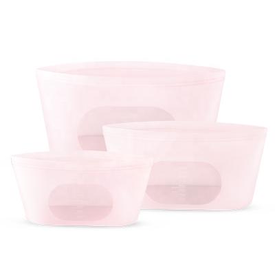 China Sustainable Kitchen Storage Houses Non-Toxic Reusable Stand Up Snack Bags 1400ML BPA Free Silicone Food Storage Bag for sale