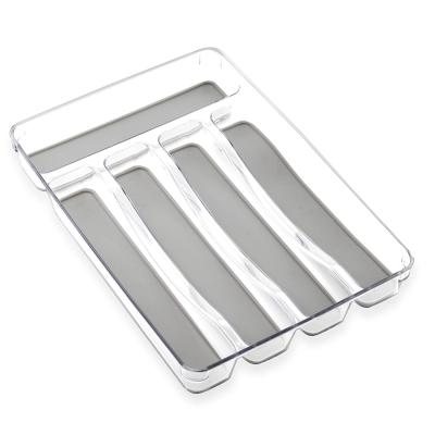 China Minimalist Maisons Kitchen Storage 5-Slot BPA Free Silverware Organizer Drawer Divider Tray with Soft Handle Liner Utensil Tray for sale