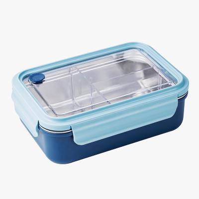 China Houses 3 Compartment Sustainable Leakproof Food Storage Containers With PP Lids Stainless Steel Airtight Lunch Box for sale