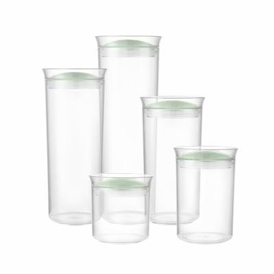 China Freshness Keeping Maisons 5pcs Food Grade Sealed Clear Plastic Cereal Bottles Jar Food Storage Container With PS Airtight Lid for sale