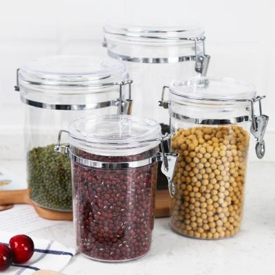 China Maisons STACKABLE New Arrival 4 Piece Airtight Storage Jar Bottle With Locking Flange Lid 32oz Food Storage Container for sale