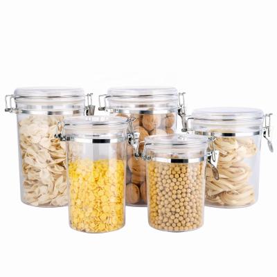 China New Arrival 32oz STACKABLE PET Houses Airtight Storage Bottle Container With Locking Flange Lid Food Storage Jar for sale