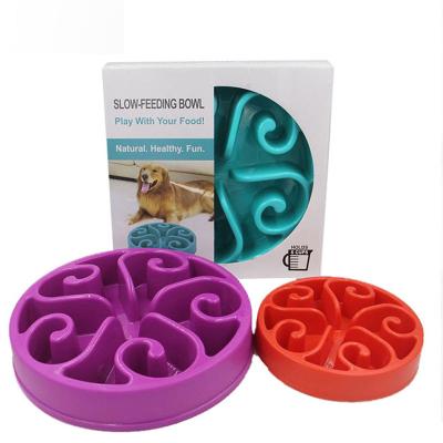 China New Pet Large Dog Automatic Slow Feeding Bowl Feeding Slow Food Bowl Anti-clogging and Non-slip Drinking Dog Bowl Candy Color for sale