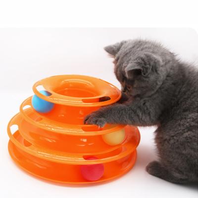 China Viable Pet Cat Toy 3/4 Layer Ball Turntable Interactive Puzzle Track Cat Space Tower for sale