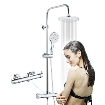 China With Diverter Brass Adjustable Overhead Shower Head Hot Water Massage Faucet Thermostatic Shower Set for sale