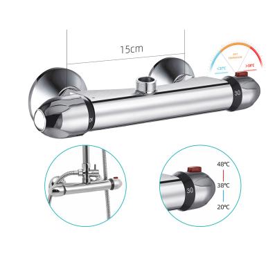 China Without Slide Bar Thermostatic Chrome Shower Mixer Anti Scald Hot Cold Water Faucet Mixer Constant Temperature Control For Bathroom for sale