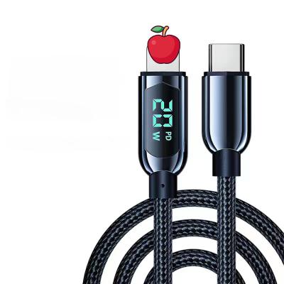 China Hot Selling IOS Display 20W Black Type-c to Lightning Fast Charging Data Cable for sale