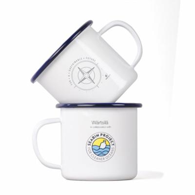 China Viable Mugs Customized Logo Sublimation Coffee Mug With Handle Metal Mugs Stainless Steel Enamel Mug for sale