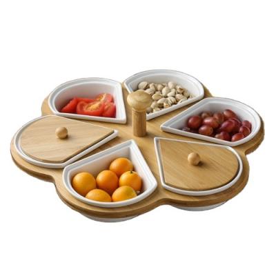 China Petal Snack Dish Candy Dish Fruit Dish Divider Dish Candy Dish Plant Storage Ceramic Snack Tray Decorative Snack Dish for sale