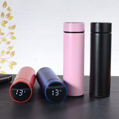 China Sustainable 500ml Double Wall Vacuum Custom Cup LED Digital Smart Water Bottle Thermos Insulated Tumbler for sale