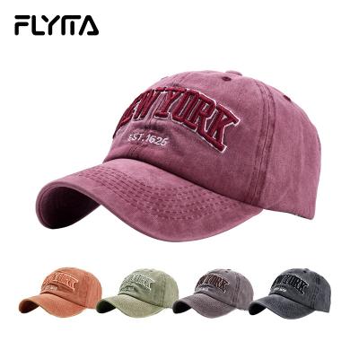 China COMMON 2022 Design Baseball Hat New Girls 6 Panels Vintage Style Classic Dad Hat Custom Distressed Cotton Embroidery for sale