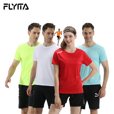 China Wholesale Breathable Quick Dry Neck Logo Sportswear Shirts Custom Made Breathable Mesh Round Neck Athlete Fitness Outdoor Gym Sports T-shirt Polyester for sale