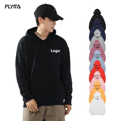 China Custom Logo Cotton Hoodies High Quality Anti-wrinkle 100% Single Color Men Pullover Embroidery Hoodie Sweatshirts Wholesale for sale