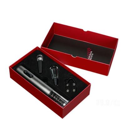 China Viable Hot Selling Unique Amazon Logo Automatic Cork Opener Electric Corkscrew Gift Set With Foil Cutter for sale