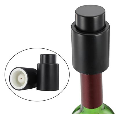 China No Leaking Kitchen Instrument High Quality Black And Red Wine Bottle Cap Compressor Press Type Vacuum Wine Sealer In Stock for sale