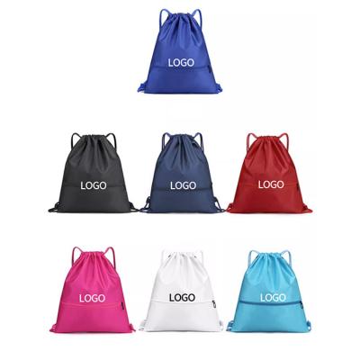 China Custom Printed 210d Polyester Waterproof Sting Shopping Drawstring Backpack Drawstring Waterproof Bags for sale