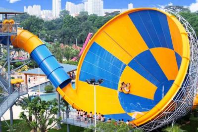 China Backyard Funnel Tornado Water Slide , Awesome Yellow / Blue Water Park Slides for sale