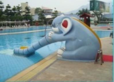 China Mini Gray Outdoor Water Park Slide , Fiberglass Cartoon Elephant Kids Slides for sale