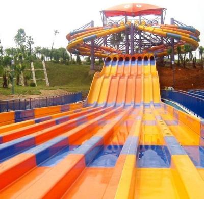 China Amusement Park Wavy Fiberglass Water Park Slides , 8 Rainbow Racing Water Slides for sale