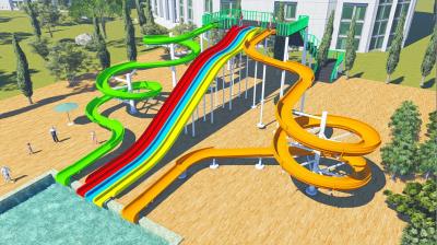 China Outdoor Spiral Adult Water Slides And Rainbow Wavy Mat Racer Water Slide for sale