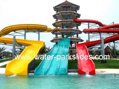 China Spiralen-Wasser-Park des Hoch-10m schiebt Regenbogen-multi Wege für Vergnügungspark zu verkaufen