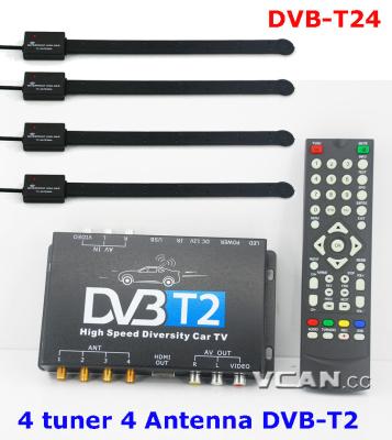 China DVB-T24 car DVB-T2 with four antenna satellite TV receiver for Russia DVB-T24 for sale