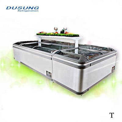 China Single-temperature Sliding Glass Door Commercial Supermarket Island Freezer for sale