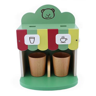 China New role play and green color paly pink color ice coffee machine kindergarten boy and girl kindergarten play kitchen wooden toy set for sale