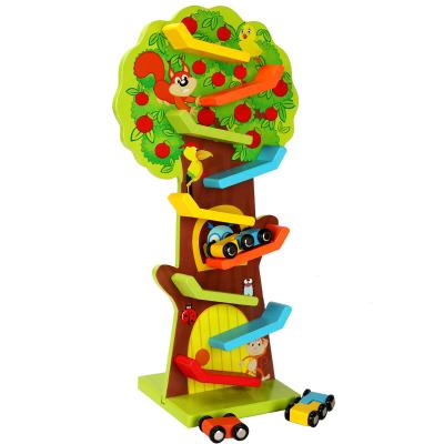 China Slot Toy Wooden Glider Toy Squirrel Slide Car Speed ​​Inertia Wooden Educational Toy for sale