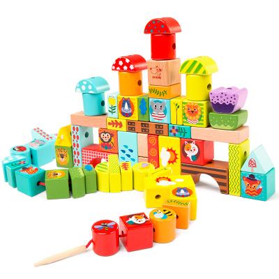 China Construction toy 39pcs color threaded building block toy for toddlers stacking high building block toy for sale