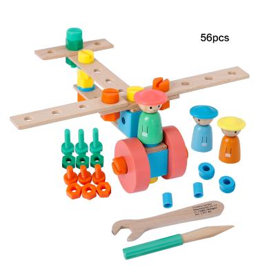 China Wooden Wooden Toys DIY Toy Plane Construction Kit 3D Puzzle Game For Children Assembly Educational Toys for sale