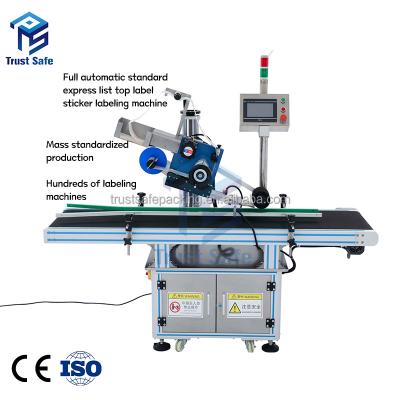 China Full Automatic Pocket Express Express Listing Bag TS-BMP100 Food Box Sticker Top Outer Labeling Machine for sale