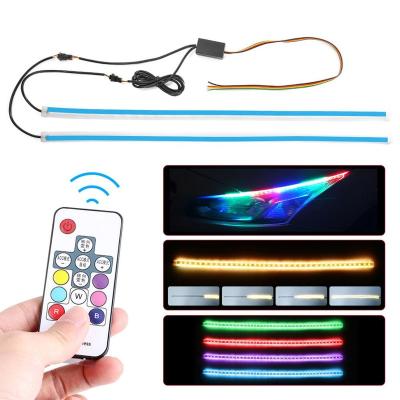 China Car Head Light 2X Color Waterproof Car LED DRL RGB LED Strip Multi Flexible Daytime Running Light Overflowing Turn Signal Light For Headlight for sale