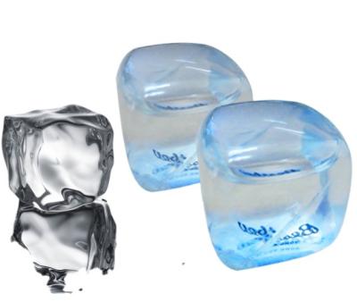 China Sustainable Wholesale Food Grade Customized Logo Transparent Ice Particles Reusable Cooling Plastic Ice for sale