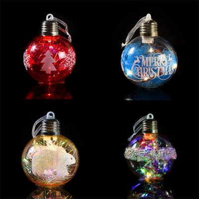 China Led Lights Christmas Ball Christmas Ornaments 8cm Led Color Christmas Decorative Pendant Light Luminous Transparent Balls for sale