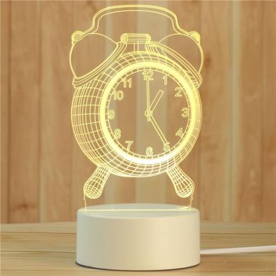 China Creative Birthday Gift 3D Illusion Anime Alarm Clock Shape Christmas Decoration USB Night Light Led for sale