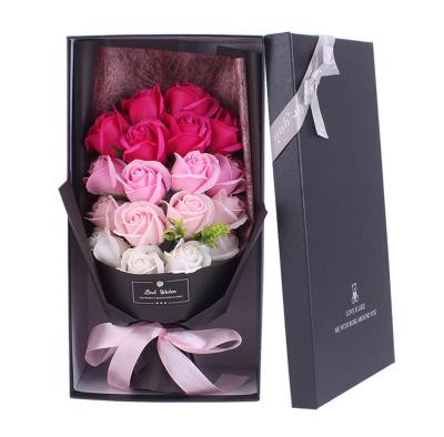 China Soap+plastic+paper Rose Soap Valentine Day Gift Sets Decorative Flowers Artificial Flower In Gift Flower Boxes Valentine's Day Decoration for sale