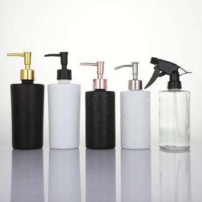 China Viable Fancy Hot Selling Bathroom Liquid Soap Container Hand Sanitizer Glass Dispenser Shampoo Bottle for sale