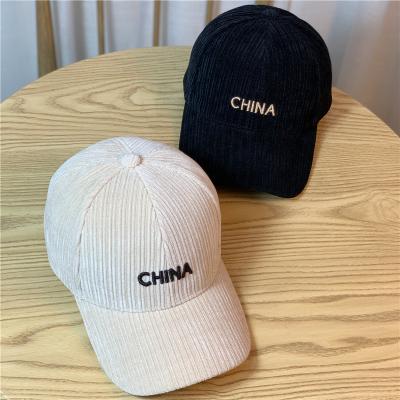 China Retro COMMON letter embroidery baseball cap corduroy sports distressed outdoor baseball cap for sale