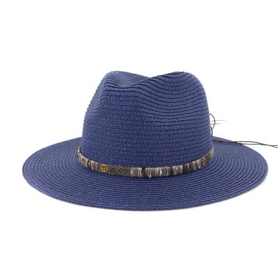 China Image 58-60cm Adjustable Wholesale Straw Woven 6 Colors Around Soft Straw Hat Beach Summer Straw Hat for sale